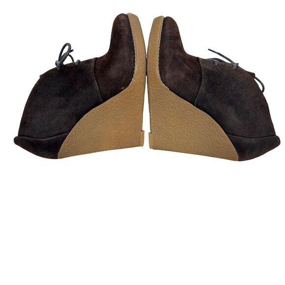 Enzo Angiolini Eaflory Brown Suede Wedge Heel Booties Size 7 - Picture 4 of 11